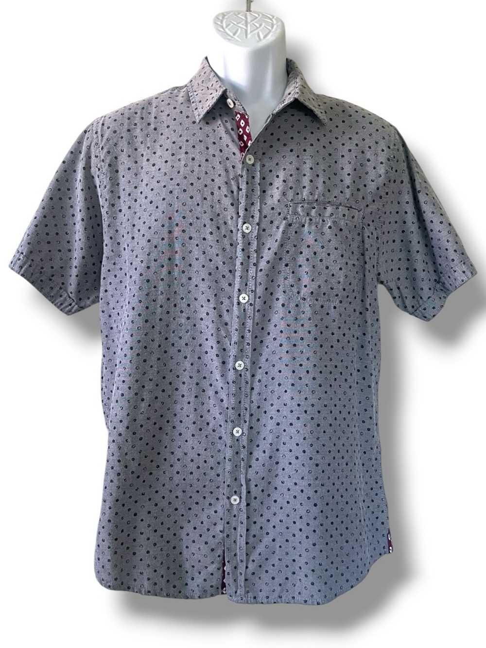 Broken Threads Micro Print Button Up Shirt Relaxed Fit Indie Short Sleeve